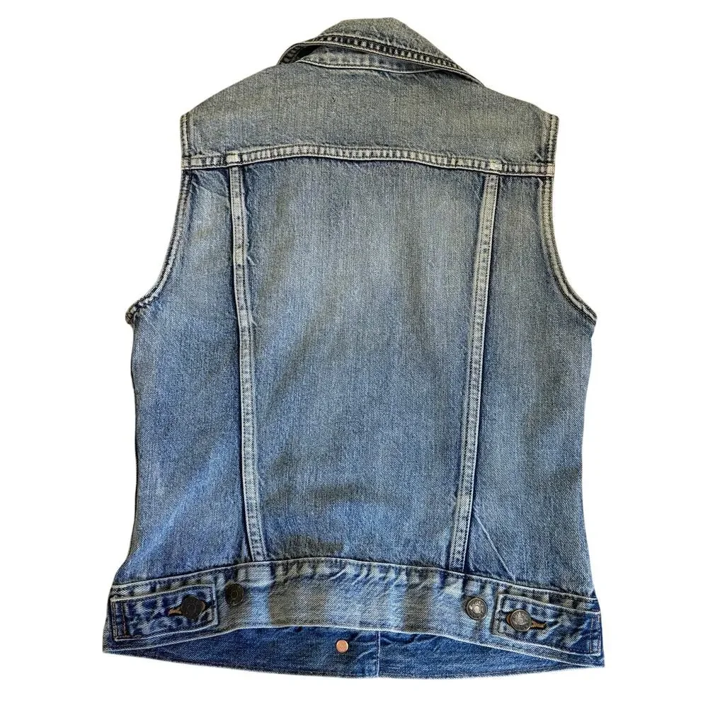 J. Crew‎ Indigo Denim Vest Jean Jacket Sleeveless Women's Size XXS Biker Western